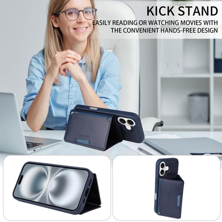 For iPhone 16 BETOPNICE Horizontal Flip Detachable MagSafe Wallet Phone Case(Blue) - iPhone 16 Cases by BETOPNICE | Online Shopping UK | buy2fix