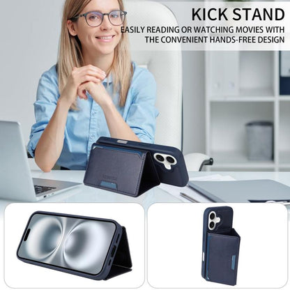 For iPhone 16 BETOPNICE Horizontal Flip Detachable MagSafe Wallet Phone Case(Blue) - iPhone 16 Cases by BETOPNICE | Online Shopping UK | buy2fix