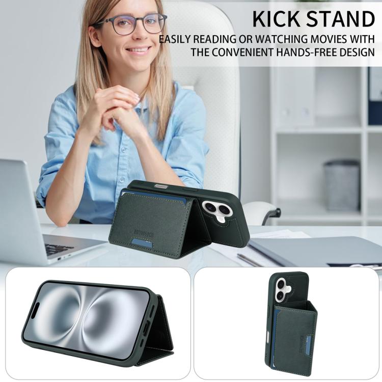 For iPhone 16 BETOPNICE Horizontal Flip Detachable MagSafe Wallet Phone Case(Green) - iPhone 16 Cases by BETOPNICE | Online Shopping UK | buy2fix