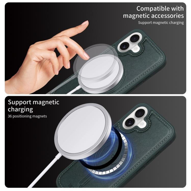 For iPhone 16 BETOPNICE Horizontal Flip Detachable MagSafe Wallet Phone Case(Green) - iPhone 16 Cases by BETOPNICE | Online Shopping UK | buy2fix