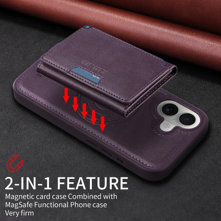 For iPhone 16 BETOPNICE Horizontal Flip Detachable MagSafe Wallet Phone Case(Purple) - iPhone 16 Cases by BETOPNICE | Online Shopping UK | buy2fix