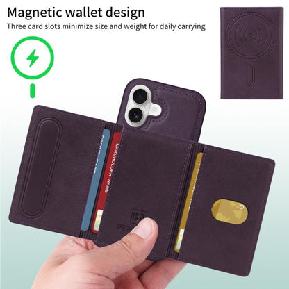 For iPhone 16 BETOPNICE Horizontal Flip Detachable MagSafe Wallet Phone Case(Purple) - iPhone 16 Cases by BETOPNICE | Online Shopping UK | buy2fix