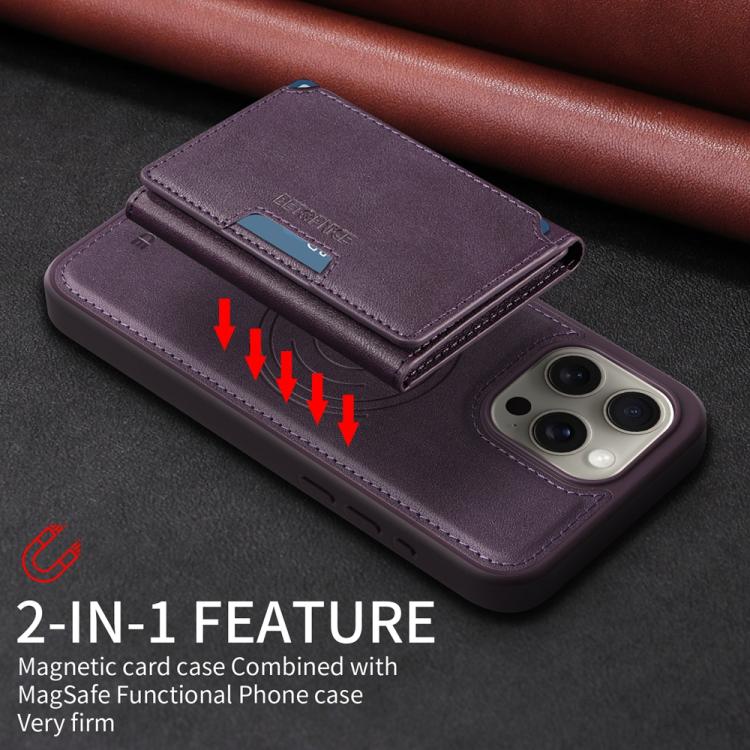 For iPhone 15 Pro Max BETOPNICE Horizontal Flip Detachable MagSafe Wallet Phone Case(Purple) - iPhone 15 Pro Max Cases by BETOPNICE | Online Shopping UK | buy2fix