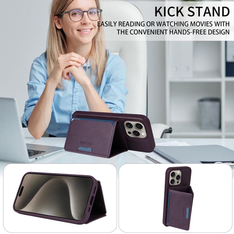 For iPhone 15 Pro Max BETOPNICE Horizontal Flip Detachable MagSafe Wallet Phone Case(Purple) - iPhone 15 Pro Max Cases by BETOPNICE | Online Shopping UK | buy2fix