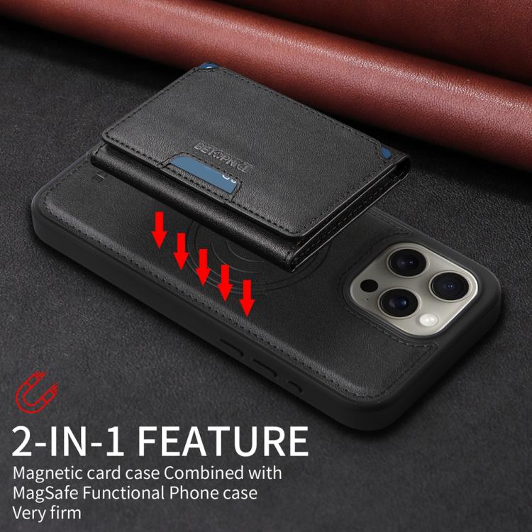 For iPhone 15 Pro Max BETOPNICE Horizontal Flip Detachable MagSafe Wallet Phone Case(Black) - iPhone 15 Pro Max Cases by BETOPNICE | Online Shopping UK | buy2fix