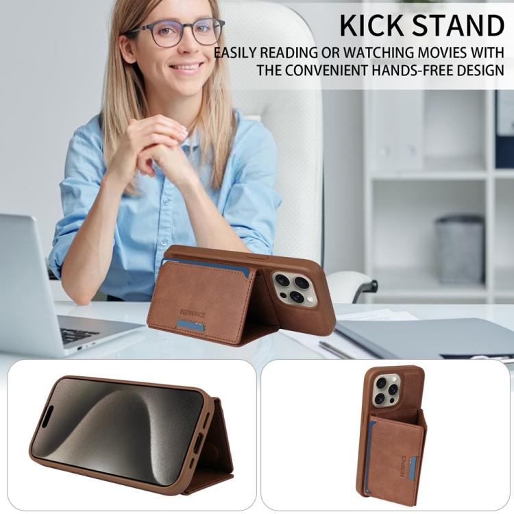 For iPhone 15 Pro Max BETOPNICE Horizontal Flip Detachable MagSafe Wallet Phone Case(Brown) - iPhone 15 Pro Max Cases by BETOPNICE | Online Shopping UK | buy2fix