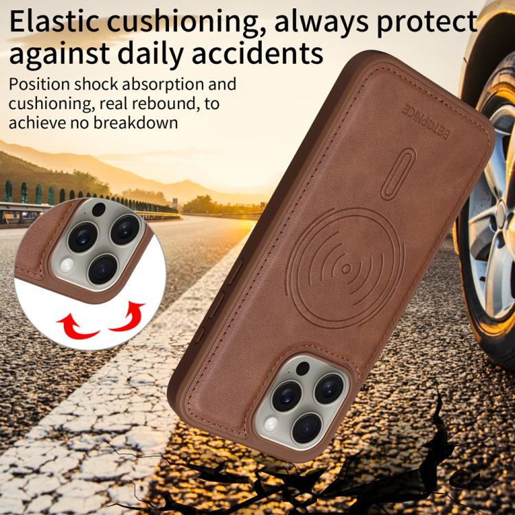 For iPhone 15 Pro Max BETOPNICE Horizontal Flip Detachable MagSafe Wallet Phone Case(Brown) - iPhone 15 Pro Max Cases by BETOPNICE | Online Shopping UK | buy2fix