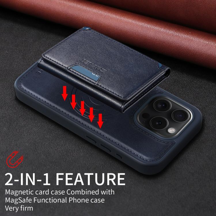 For iPhone 15 Pro BETOPNICE Horizontal Flip Detachable MagSafe Wallet Phone Case(Blue) - iPhone 15 Pro Cases by BETOPNICE | Online Shopping UK | buy2fix