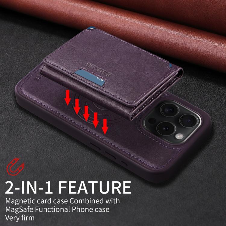 For iPhone 15 Pro BETOPNICE Horizontal Flip Detachable MagSafe Wallet Phone Case(Purple) - iPhone 15 Pro Cases by BETOPNICE | Online Shopping UK | buy2fix