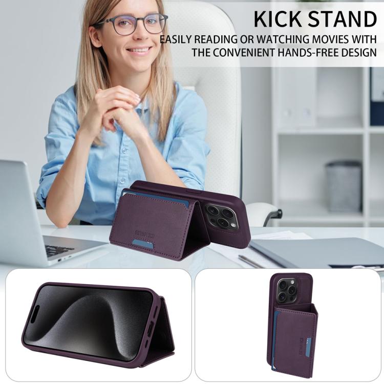 For iPhone 15 Pro BETOPNICE Horizontal Flip Detachable MagSafe Wallet Phone Case(Purple) - iPhone 15 Pro Cases by BETOPNICE | Online Shopping UK | buy2fix