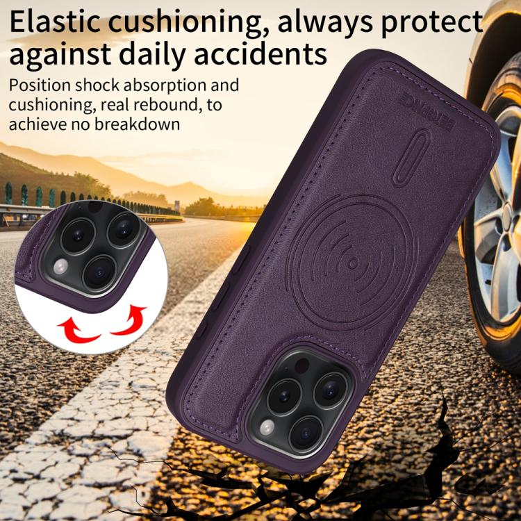 For iPhone 15 Pro BETOPNICE Horizontal Flip Detachable MagSafe Wallet Phone Case(Purple) - iPhone 15 Pro Cases by BETOPNICE | Online Shopping UK | buy2fix