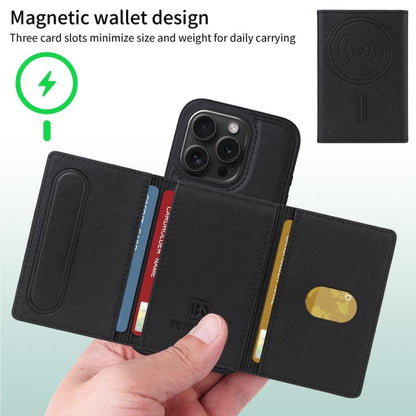 For iPhone 15 Pro BETOPNICE Horizontal Flip Detachable MagSafe Wallet Phone Case(Black) - iPhone 15 Pro Cases by BETOPNICE | Online Shopping UK | buy2fix