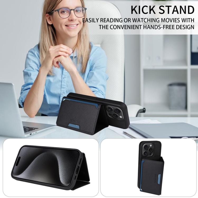 For iPhone 15 Pro BETOPNICE Horizontal Flip Detachable MagSafe Wallet Phone Case(Black) - iPhone 15 Pro Cases by BETOPNICE | Online Shopping UK | buy2fix