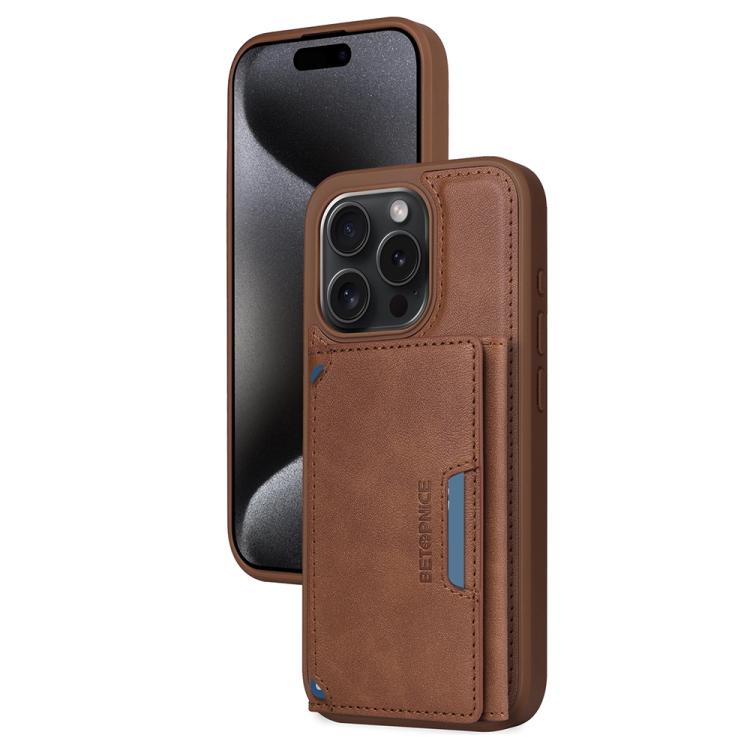 For iPhone 15 Pro BETOPNICE Horizontal Flip Detachable MagSafe Wallet Phone Case(Brown) - iPhone 15 Pro Cases by BETOPNICE | Online Shopping UK | buy2fix