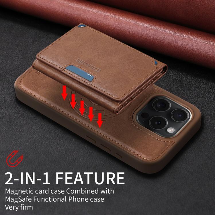 For iPhone 15 Pro BETOPNICE Horizontal Flip Detachable MagSafe Wallet Phone Case(Brown) - iPhone 15 Pro Cases by BETOPNICE | Online Shopping UK | buy2fix