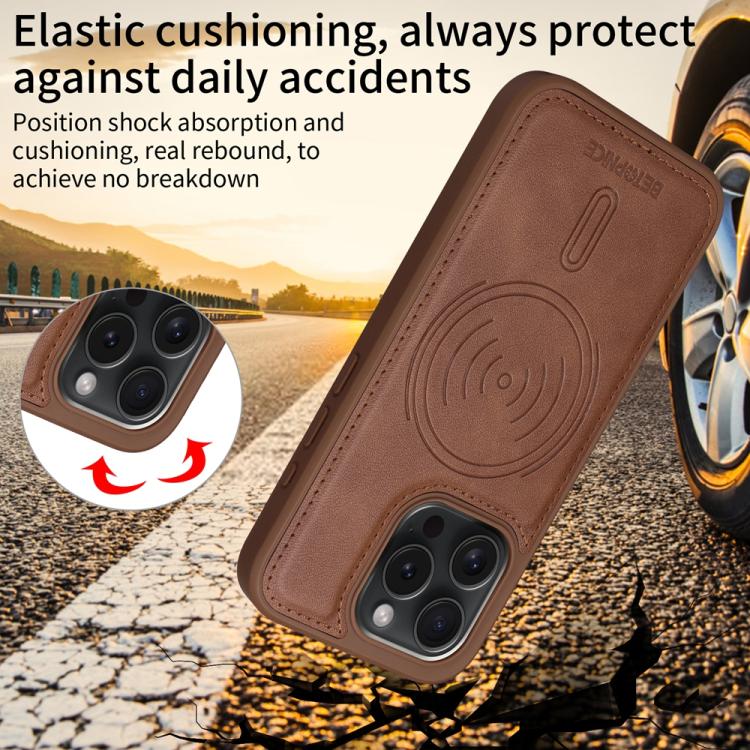 For iPhone 15 Pro BETOPNICE Horizontal Flip Detachable MagSafe Wallet Phone Case(Brown) - iPhone 15 Pro Cases by BETOPNICE | Online Shopping UK | buy2fix