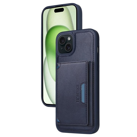 For iPhone 15 Plus BETOPNICE Horizontal Flip Detachable MagSafe Wallet Phone Case(Blue)