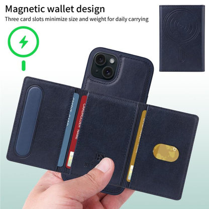 For iPhone 15 Plus BETOPNICE Horizontal Flip Detachable MagSafe Wallet Phone Case(Blue) - iPhone 15 Plus Cases by BETOPNICE | Online Shopping UK | buy2fix