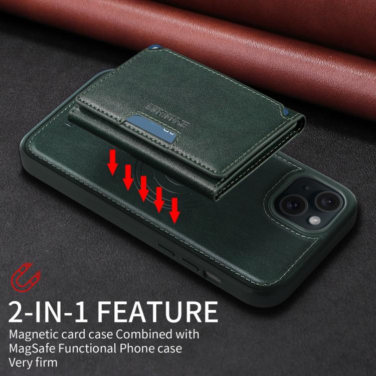 For iPhone 15 Plus BETOPNICE Horizontal Flip Detachable MagSafe Wallet Phone Case(Green) - iPhone 15 Plus Cases by BETOPNICE | Online Shopping UK | buy2fix