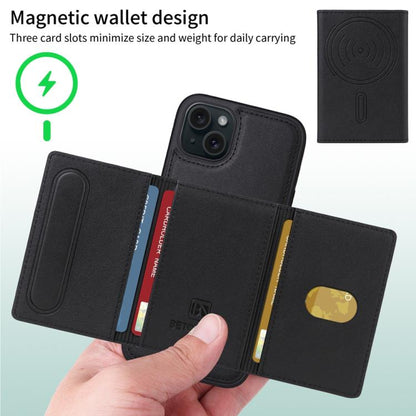 For iPhone 15 Plus BETOPNICE Horizontal Flip Detachable MagSafe Wallet Phone Case(Black) - iPhone 15 Plus Cases by BETOPNICE | Online Shopping UK | buy2fix