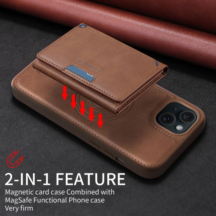 For iPhone 15 Plus BETOPNICE Horizontal Flip Detachable MagSafe Wallet Phone Case(Brown) - iPhone 15 Plus Cases by BETOPNICE | Online Shopping UK | buy2fix