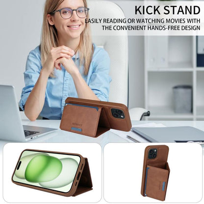 For iPhone 15 Plus BETOPNICE Horizontal Flip Detachable MagSafe Wallet Phone Case(Brown) - iPhone 15 Plus Cases by BETOPNICE | Online Shopping UK | buy2fix