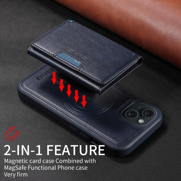 For iPhone 15 BETOPNICE Horizontal Flip Detachable MagSafe Wallet Phone Case(Blue) - iPhone 15 Cases by BETOPNICE | Online Shopping UK | buy2fix