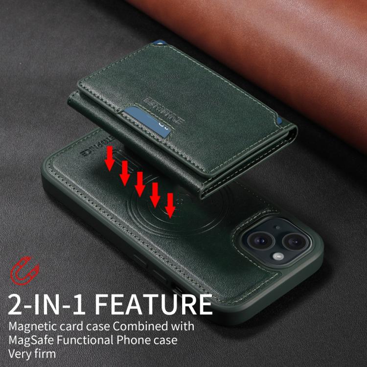 For iPhone 15 BETOPNICE Horizontal Flip Detachable MagSafe Wallet Phone Case(Green) - iPhone 15 Cases by BETOPNICE | Online Shopping UK | buy2fix