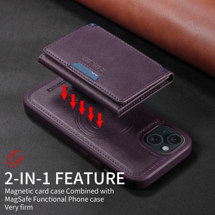 For iPhone 15 BETOPNICE Horizontal Flip Detachable MagSafe Wallet Phone Case(Purple) - iPhone 15 Cases by BETOPNICE | Online Shopping UK | buy2fix