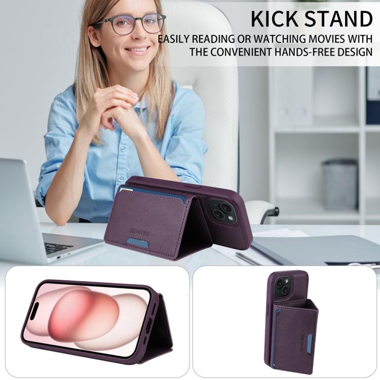 For iPhone 15 BETOPNICE Horizontal Flip Detachable MagSafe Wallet Phone Case(Purple) - iPhone 15 Cases by BETOPNICE | Online Shopping UK | buy2fix