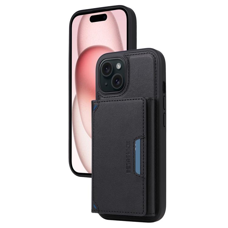 For iPhone 15 BETOPNICE Horizontal Flip Detachable MagSafe Wallet Phone Case(Black) - iPhone 15 Cases by BETOPNICE | Online Shopping UK | buy2fix