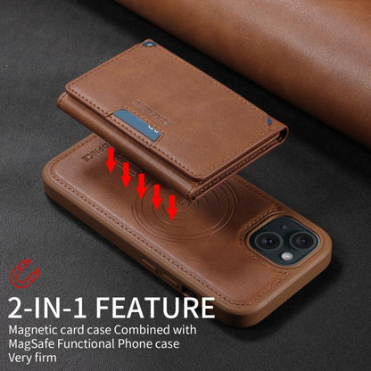 For iPhone 15 BETOPNICE Horizontal Flip Detachable MagSafe Wallet Phone Case(Brown) - iPhone 15 Cases by BETOPNICE | Online Shopping UK | buy2fix