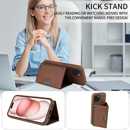 For iPhone 15 BETOPNICE Horizontal Flip Detachable MagSafe Wallet Phone Case(Brown) - iPhone 15 Cases by BETOPNICE | Online Shopping UK | buy2fix