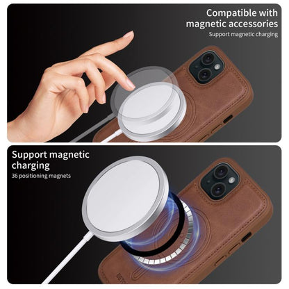 For iPhone 15 BETOPNICE Horizontal Flip Detachable MagSafe Wallet Phone Case(Brown) - iPhone 15 Cases by BETOPNICE | Online Shopping UK | buy2fix
