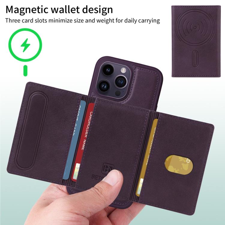 For iPhone 14 Pro Max BETOPNICE Horizontal Flip Detachable MagSafe Wallet Phone Case(Purple) - iPhone 14 Pro Max Cases by BETOPNICE | Online Shopping UK | buy2fix