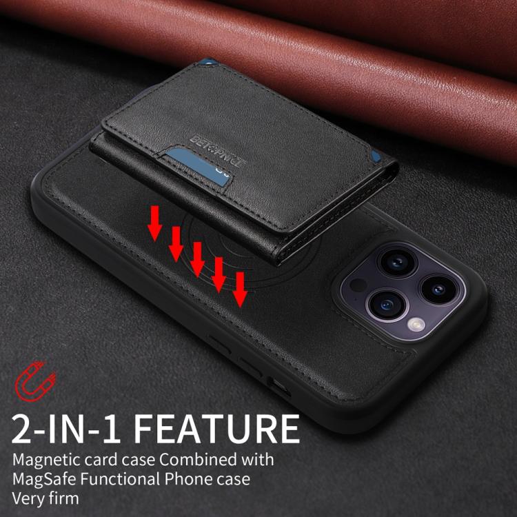 For iPhone 14 Pro Max BETOPNICE Horizontal Flip Detachable MagSafe Wallet Phone Case(Black) - iPhone 14 Pro Max Cases by BETOPNICE | Online Shopping UK | buy2fix