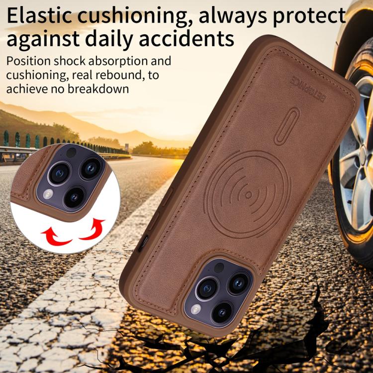 For iPhone 14 Pro Max BETOPNICE Horizontal Flip Detachable MagSafe Wallet Phone Case(Brown) - iPhone 14 Pro Max Cases by BETOPNICE | Online Shopping UK | buy2fix