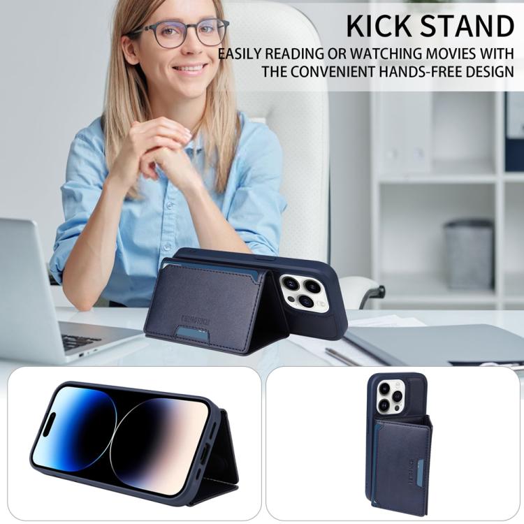 For iPhone 14 Pro BETOPNICE Horizontal Flip Detachable MagSafe Wallet Phone Case(Blue) - iPhone 14 Pro Cases by BETOPNICE | Online Shopping UK | buy2fix