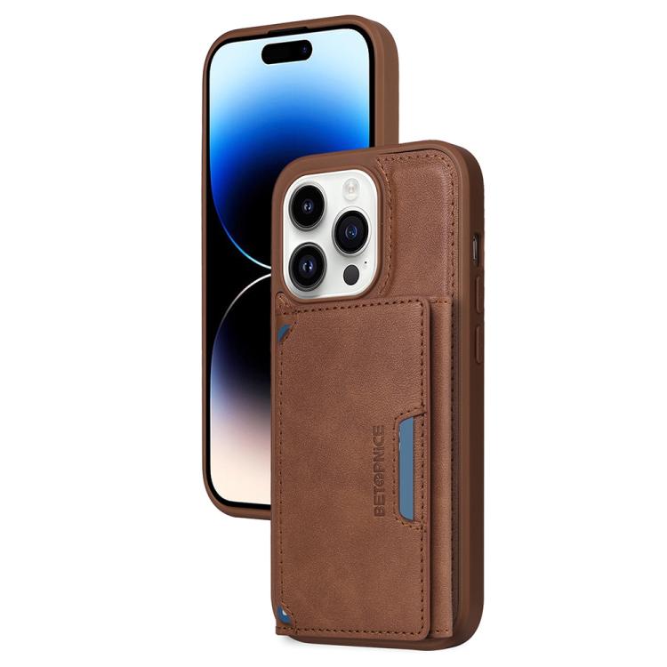 For iPhone 14 Pro BETOPNICE Horizontal Flip Detachable MagSafe Wallet Phone Case(Brown) - iPhone 14 Pro Cases by BETOPNICE | Online Shopping UK | buy2fix
