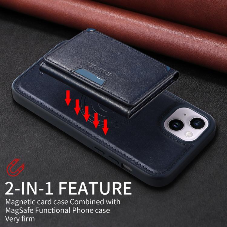 For iPhone 14 Plus BETOPNICE Horizontal Flip Detachable MagSafe Wallet Phone Case(Blue) - iPhone 14 Plus Cases by BETOPNICE | Online Shopping UK | buy2fix