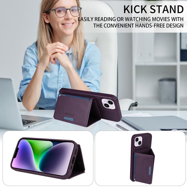 For iPhone 14 Plus BETOPNICE Horizontal Flip Detachable MagSafe Wallet Phone Case(Purple) - iPhone 14 Plus Cases by BETOPNICE | Online Shopping UK | buy2fix
