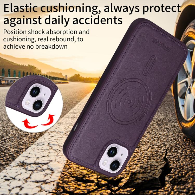 For iPhone 14 Plus BETOPNICE Horizontal Flip Detachable MagSafe Wallet Phone Case(Purple) - iPhone 14 Plus Cases by BETOPNICE | Online Shopping UK | buy2fix