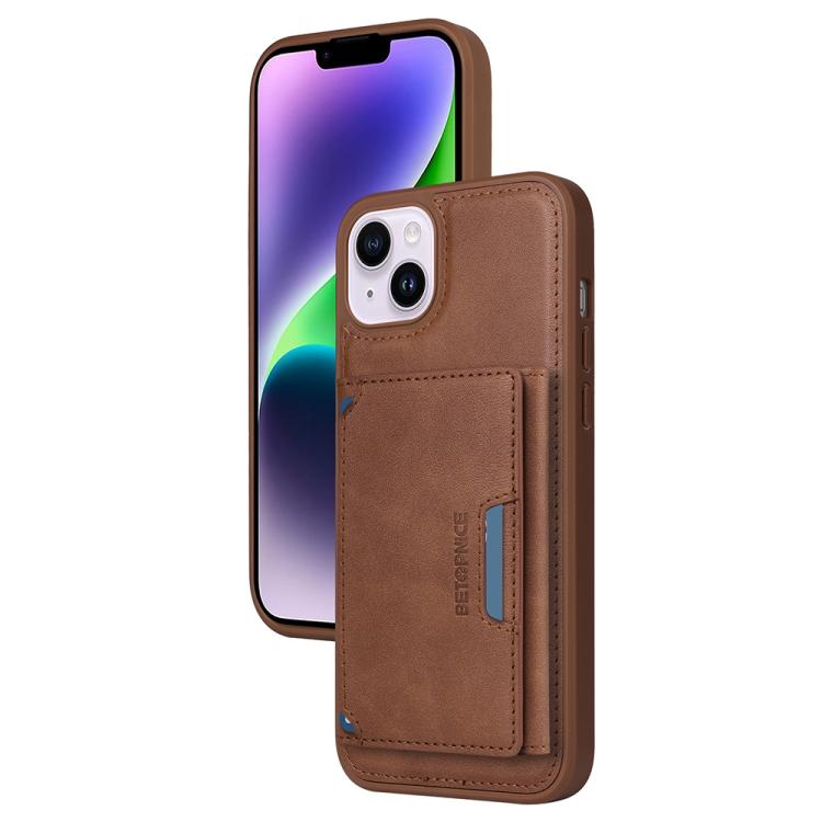 For iPhone 14 Plus BETOPNICE Horizontal Flip Detachable MagSafe Wallet Phone Case(Brown) - iPhone 14 Plus Cases by BETOPNICE | Online Shopping UK | buy2fix
