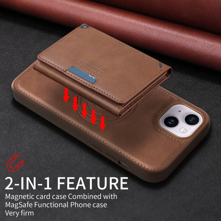 For iPhone 14 Plus BETOPNICE Horizontal Flip Detachable MagSafe Wallet Phone Case(Brown) - iPhone 14 Plus Cases by BETOPNICE | Online Shopping UK | buy2fix