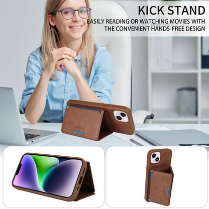 For iPhone 14 Plus BETOPNICE Horizontal Flip Detachable MagSafe Wallet Phone Case(Brown) - iPhone 14 Plus Cases by BETOPNICE | Online Shopping UK | buy2fix