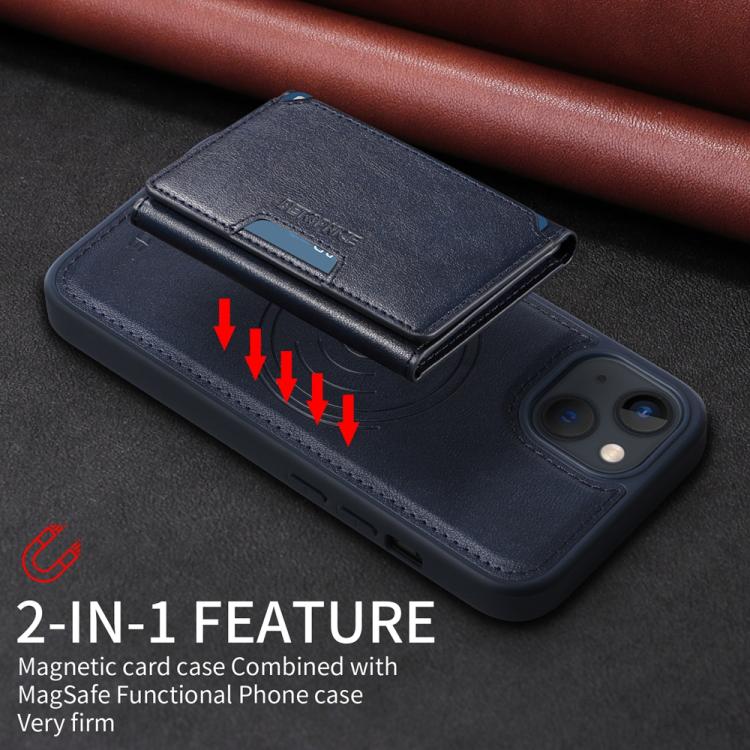 For iPhone 14 / 13 BETOPNICE Horizontal Flip Detachable MagSafe Wallet Phone Case(Blue) - iPhone 14 Cases by BETOPNICE | Online Shopping UK | buy2fix