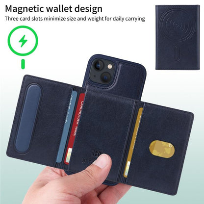For iPhone 14 / 13 BETOPNICE Horizontal Flip Detachable MagSafe Wallet Phone Case(Blue) - iPhone 14 Cases by BETOPNICE | Online Shopping UK | buy2fix