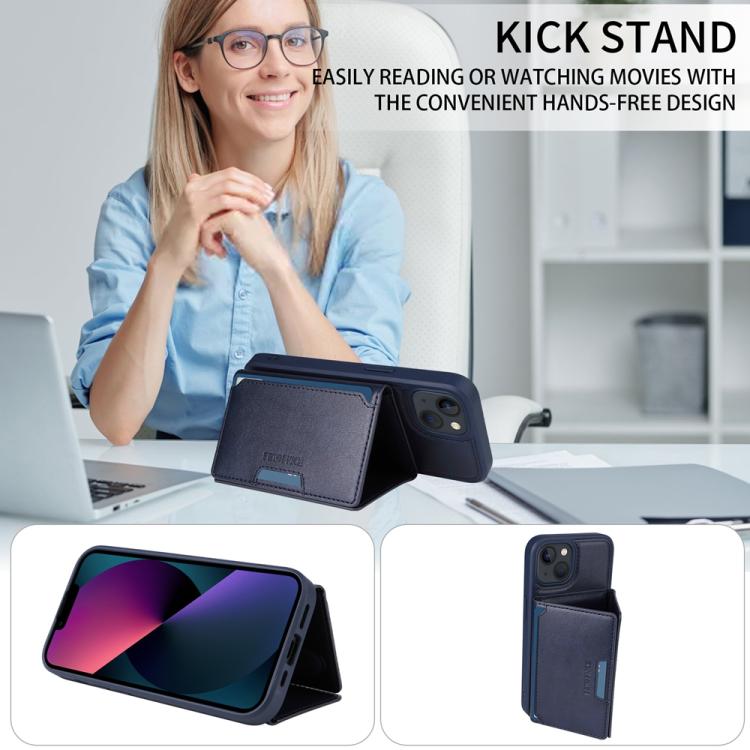 For iPhone 14 / 13 BETOPNICE Horizontal Flip Detachable MagSafe Wallet Phone Case(Blue) - iPhone 14 Cases by BETOPNICE | Online Shopping UK | buy2fix