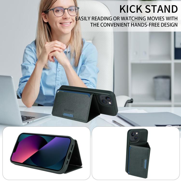 For iPhone 14 / 13 BETOPNICE Horizontal Flip Detachable MagSafe Wallet Phone Case(Green) - iPhone 14 Cases by BETOPNICE | Online Shopping UK | buy2fix