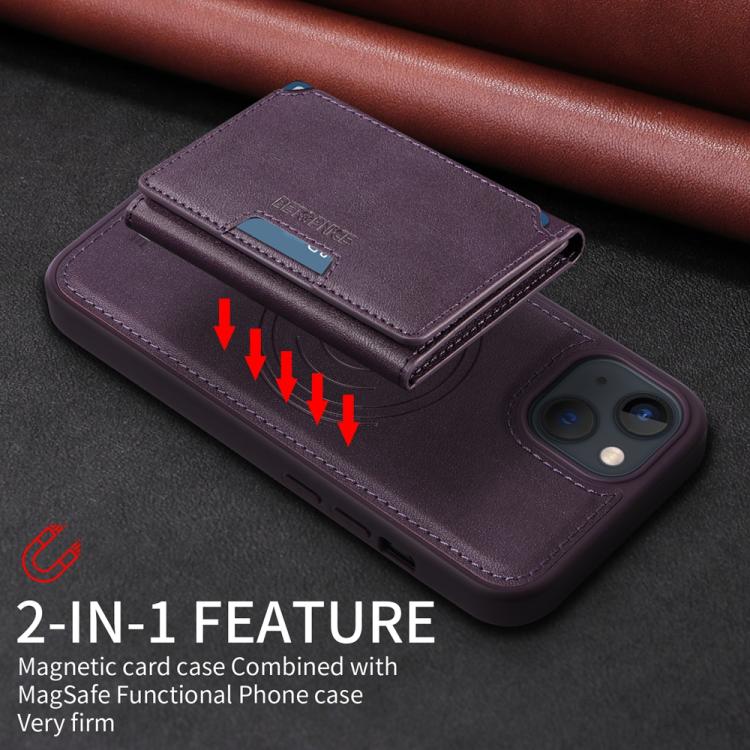 For iPhone 14 / 13 BETOPNICE Horizontal Flip Detachable MagSafe Wallet Phone Case(Purple) - iPhone 14 Cases by BETOPNICE | Online Shopping UK | buy2fix